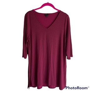 J.Jill Wearever Collection Raspberry Ladies V-Neck Casual Tunic, S